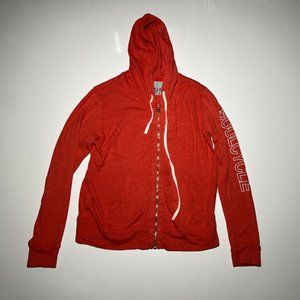 SoulCycle Light Red and White 50/50 Lightweight Zip Up Hoodie Womens Size S